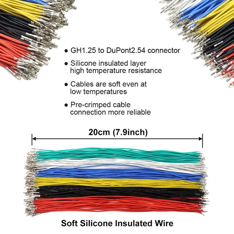 elechawk GH1.25 to Dupont2.54 Pre-Crimped Cables and Connectors Kit Compatible with JST GH 1.25mm for Pixhawk4 Pixhawk 6C 6X 20cm Silicone Wire - Image 4